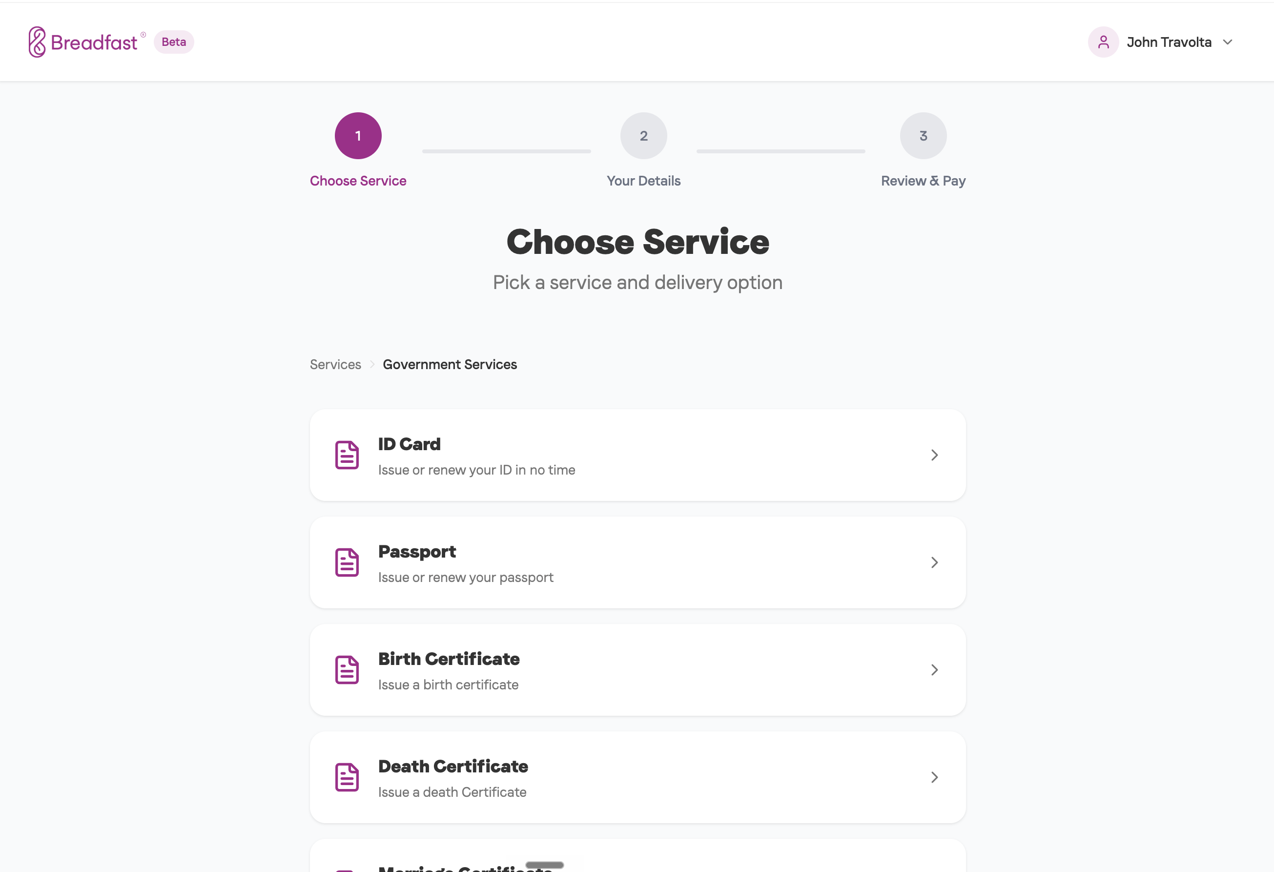Service catalog