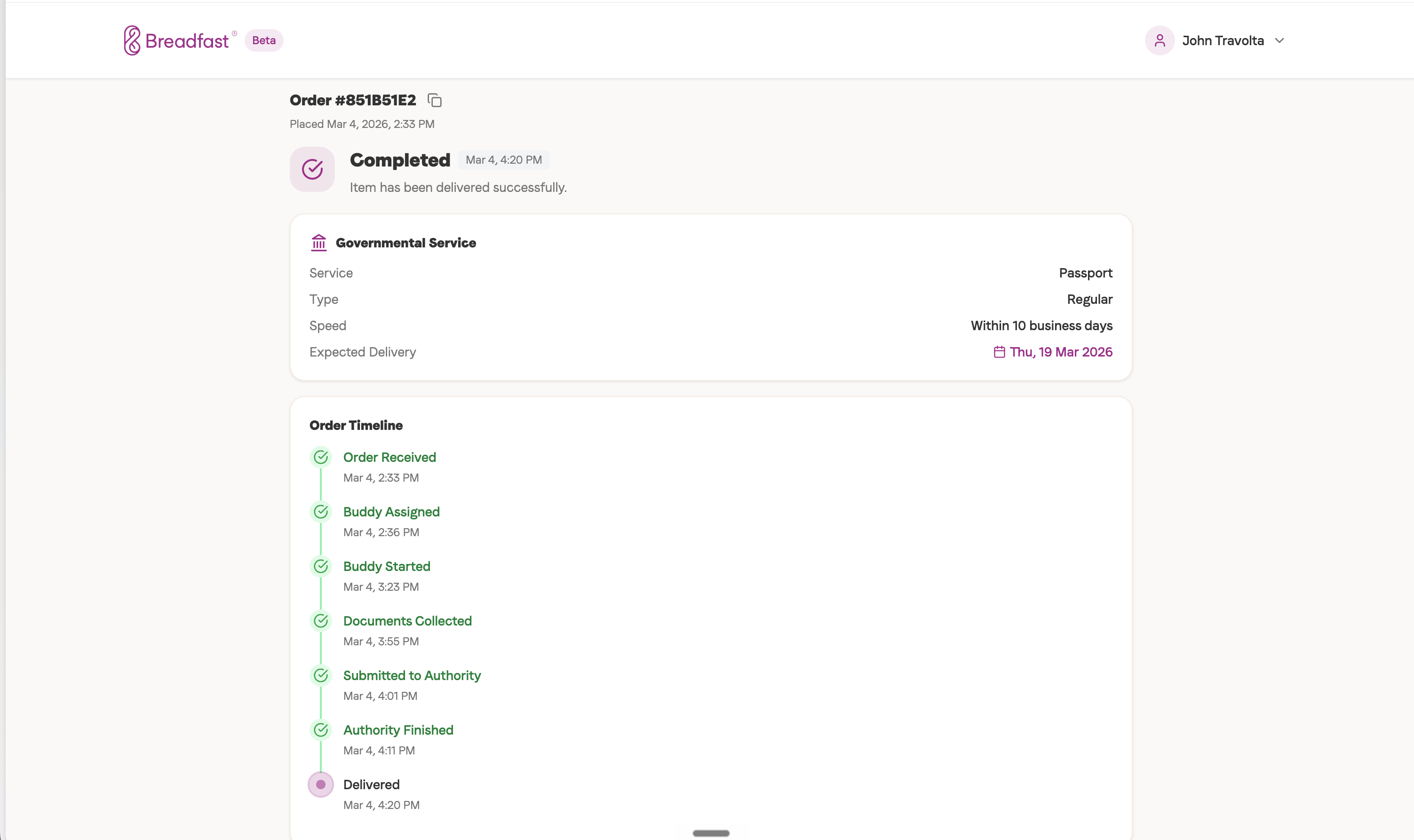 Order tracking — gov lifecycle